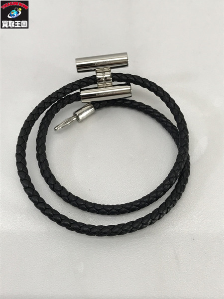  HERMES  トゥルニ トレッセ　レザーブレスレット　黒  LO　02　93