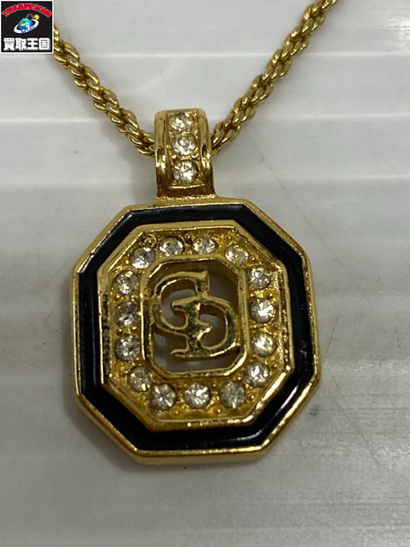 DIOR CDロゴ ラインストーン シールドネックレス