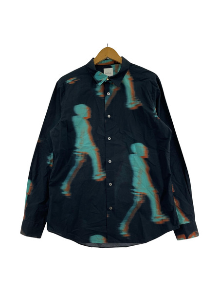 Paul Smith L/S WALKER プリントシャツ 黒 (L)