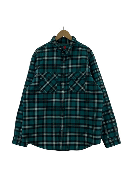 Supreme 19AW Quilted Arc Logo Flannel Shir XL ターコイズ