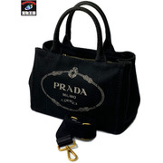 PRADA カナパ 2way トートバッグ ブラック ダメージあり プラダ カナパSS ショルダーバッグ キャンバス バッグ ハンドバッグ