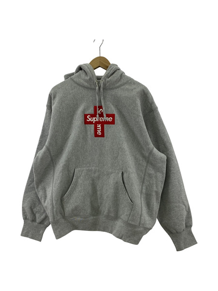 Supreme/Cross Box Logo Hooded Sweatshirt/M/GRY