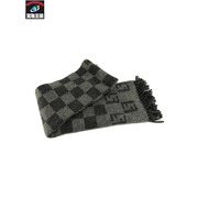 FENDI チェックモノグラム 灰 マフラー ウール