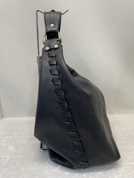 J＆M Davidson サイドレースアップデザイン レザーワンショルダーバッグ 黒