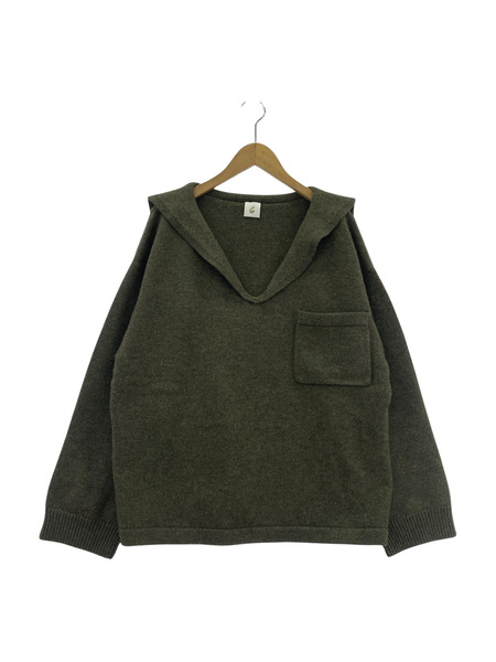 6 ROKU WOOL CASHMERE SAILOR COLLAR KNIT カーキ