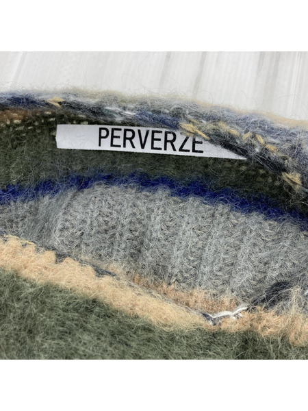 PERVERZE Stripe Mohair Wide モヘアニットセーター/F