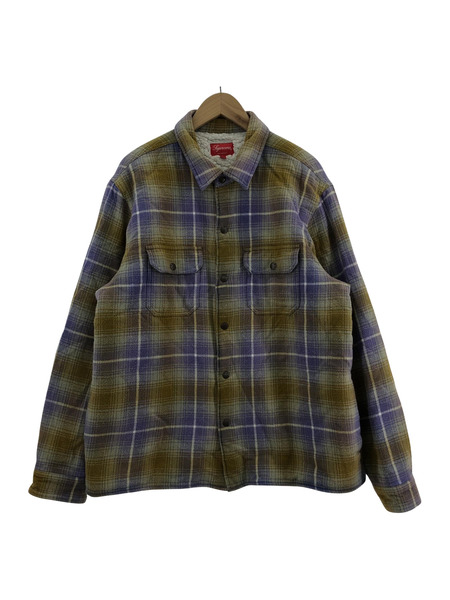 Supreme 22AW shearling lines flannel shrits L