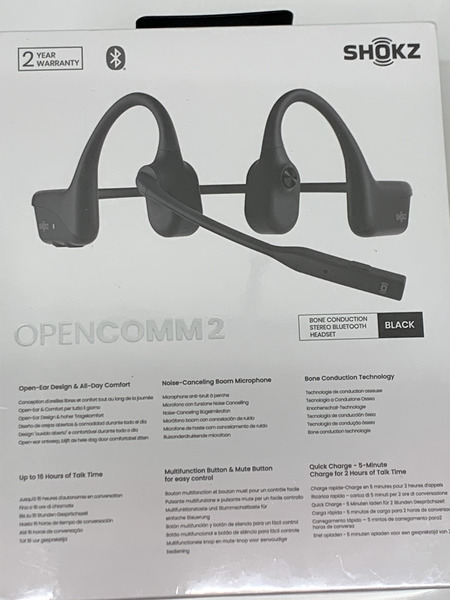 SHOKZ OPENCOMM2 ワイヤレス 骨伝導イヤホン SKZ-EP-000022 BLK 未開封 ショックス オープンイヤーデザイン ヘッドセット