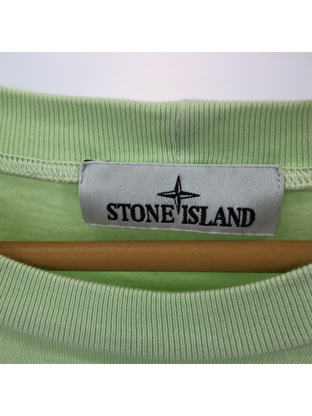 STONE ISLAND 長袖Tシャツ・カットソー ロゴパッチ L 黄緑[値下]