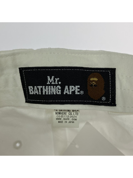 Mr. BATHING APE キャップ 白 刺繍