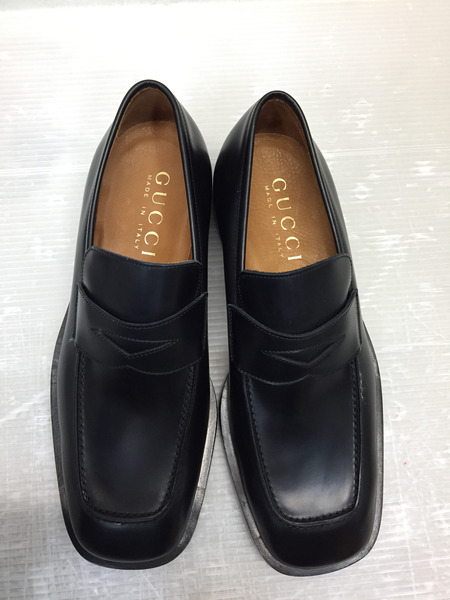 GUCCI スクエアトゥ コイン ローファー レザー BLK 110 1419 41