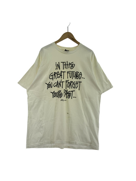 STUSSY 半袖Tシャツ・カットソー 00s ショーンフォント Tシャツ(XL) ダメージアリ ホワイト