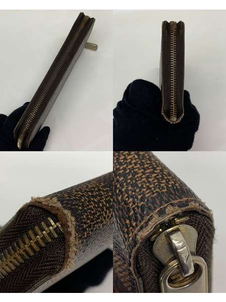 LV ジッピーウォレット ダミエ・エベヌ N60015 本体のみ ダメージあり ルイ ヴィトン LOUIS VUITTON  財布 長財布 ロングウォレット ラウンドウォレット
