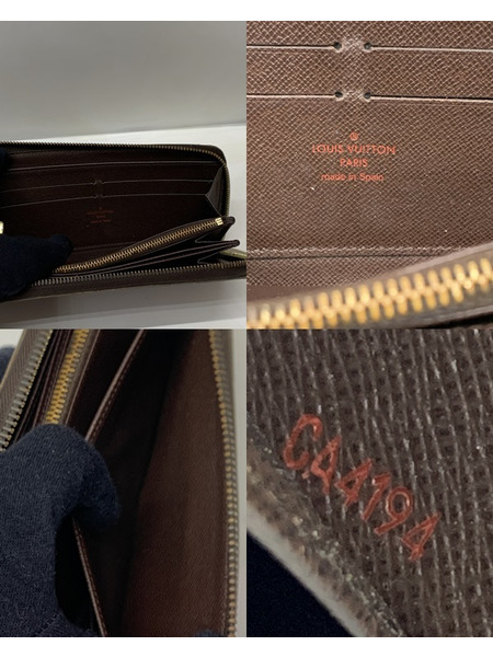 LV ジッピーウォレット ダミエ・エベヌ N60015 本体のみ ダメージあり ルイ ヴィトン LOUIS VUITTON  財布 長財布 ロングウォレット ラウンドウォレット