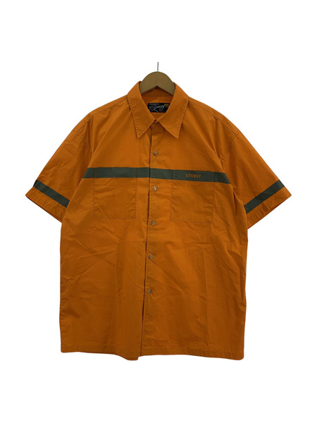 STUSSY 半袖シャツ 90s 旧タグ ワークシャツ オレンジ USA製[値下]