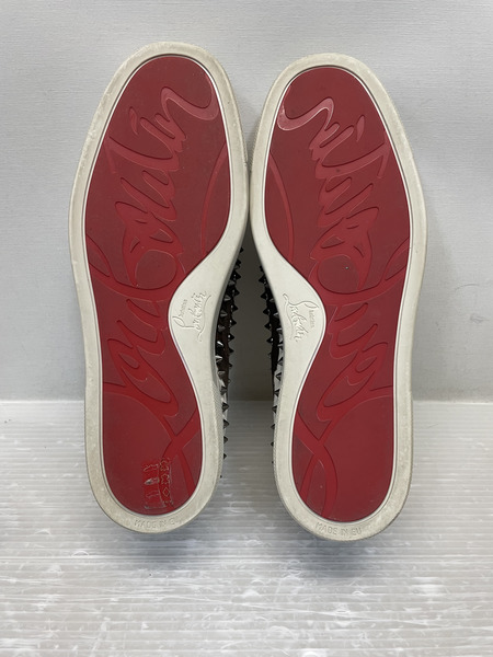 C.Louboutin PINK BOAT FLAT PONY スタッズハラコスリッポン 40
