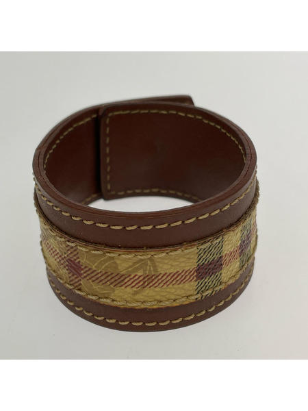 BURBERRY ノバチェック レザーブレスレット 茶