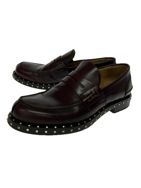 VALENTINO シューズ スタッズコインローファー ワインレッド