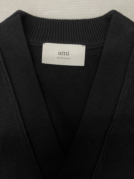 AMI paris Ami De Coeur メリノウールフェルトカーディガン M ブラック