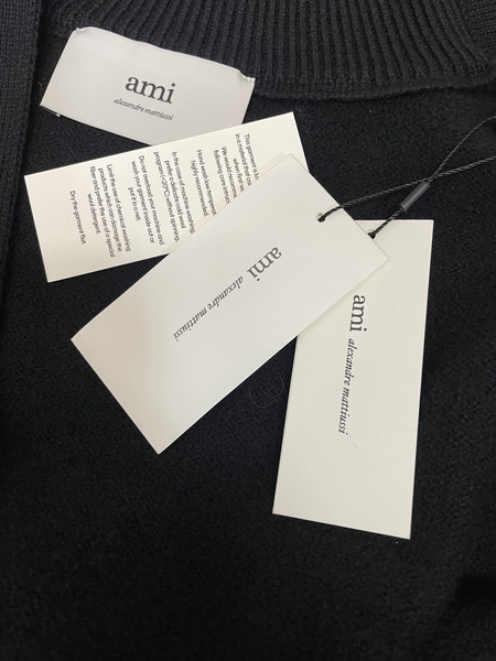 AMI paris Ami De Coeur メリノウールフェルトカーディガン M ブラック