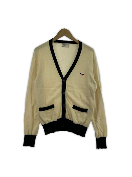 MAISON KITSUNE カーディガン バイカラー 白/黒