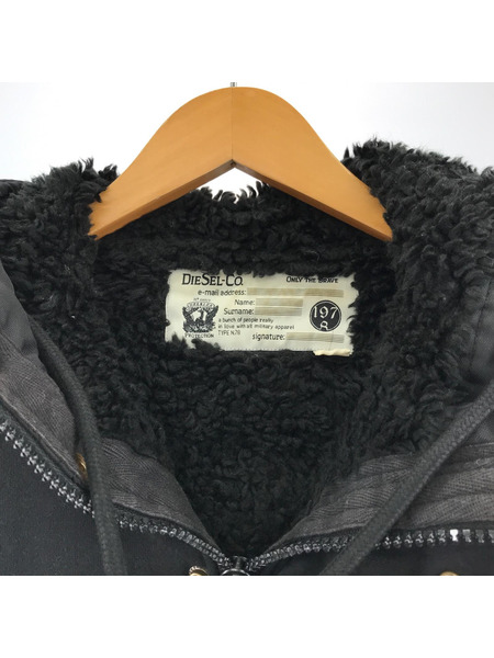 DIESEL 裏ボアジップパーカー BLK S