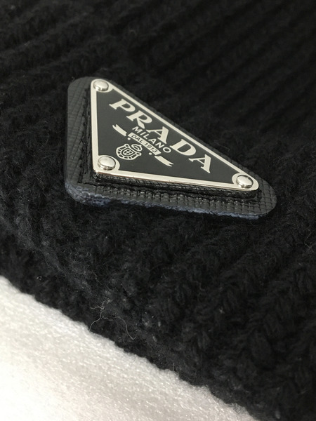 PRADA　ウール＆カシミヤ/トライアングルビーニー/UMD489