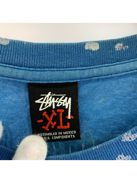 STUSSY 半袖Tシャツ・カットソー 00s~ ドルマーク総柄 Tシャツ(XL) ブルー