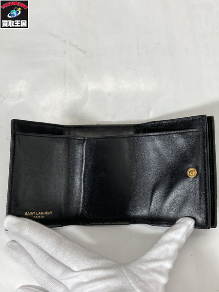 コンパクトウォレット YSL 三つ折り財布　黒