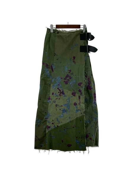 Needles BELTED WRAP SKIRT 総柄 カーキ