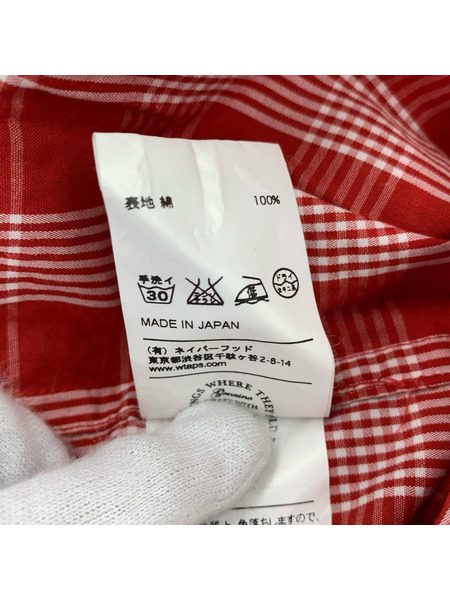 WTAPS 半袖シャツ 16SS チェック 赤（S）