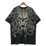 LIQUID BLUE/USA製/90s/Madusa Skull Full Print Tee/BLK/XL