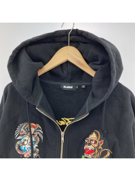 XLARGE×ED HARDY ジップパーカー (L) 黒