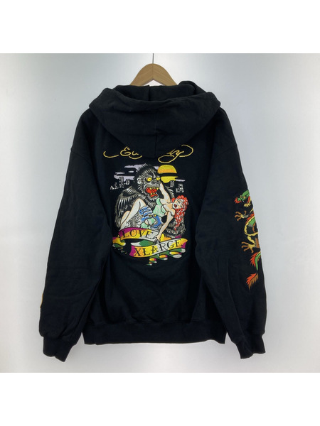 XLARGE×ED HARDY ジップパーカー (L) 黒