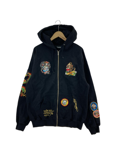 XLARGE×ED HARDY ジップパーカー (L) 黒