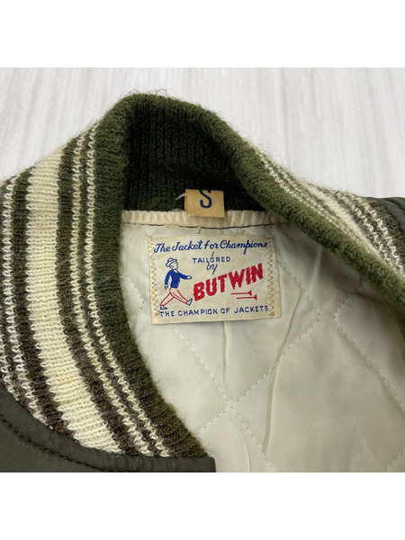 old budwin nylon stadium jacket カーキ S