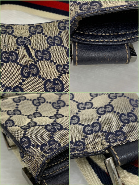 Gucci クロスボディ ショルダーバッグ 169937 Gg キャンバス ベージュ シェリー ライン ウェブストライプ