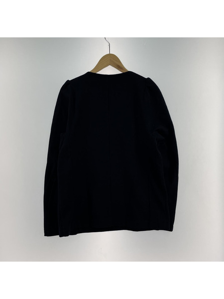 tricot COMME des GARCONS L/Sパールビジュー装飾ウールブラウ ネイビー(S)