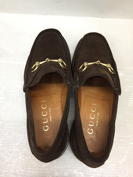 GUCCI/スウェード/ホースビットローファー/7D/ブラウン