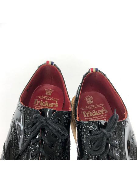 Tricker's シューズ ×SEVESKIG パテントレザー ウィングチップ 黒