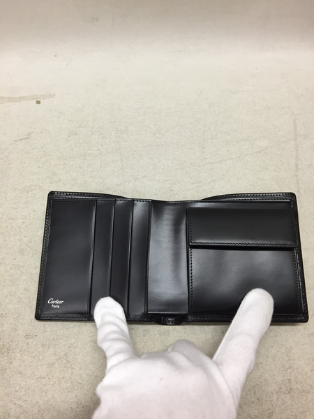 Cartier/パシャ ドゥ カルティエ 二つ折り レザー 財布/黒/L3000137[値下]