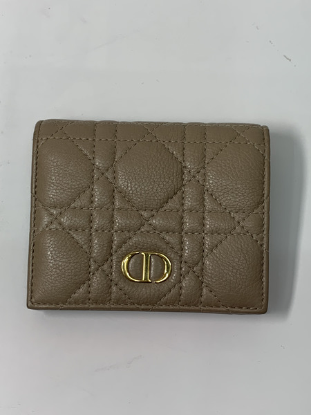 Dior CARO ミニウォレット ベージュ 開封品 ディオール カーフスキン 2つ折り財布 コンパクトウォレット 33-MA-0262