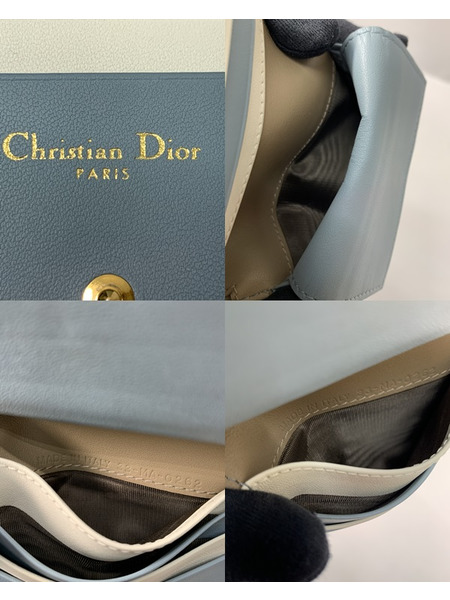 Dior CARO ミニウォレット ベージュ 開封品 ディオール カーフスキン 2つ折り財布 コンパクトウォレット 33-MA-0262