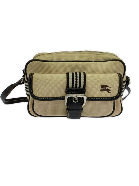 BURBERRY BLUE LABEL キャンバス レザー ショルダーバッグ ベージュ