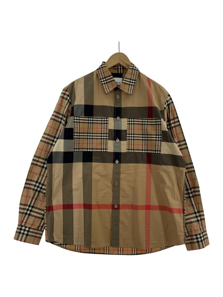 BURBERRY 20AW パッチワーク ノバチェック L/Sシャツ (M)