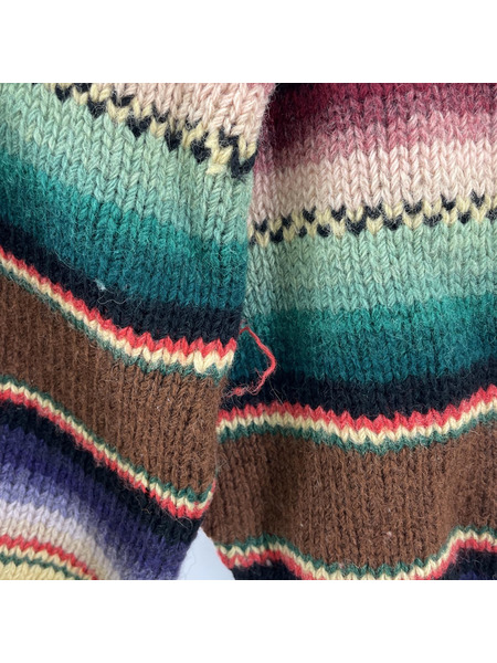 POLO COUNTRY HAND KNIT ネイティブボーダー ハイネックニット L