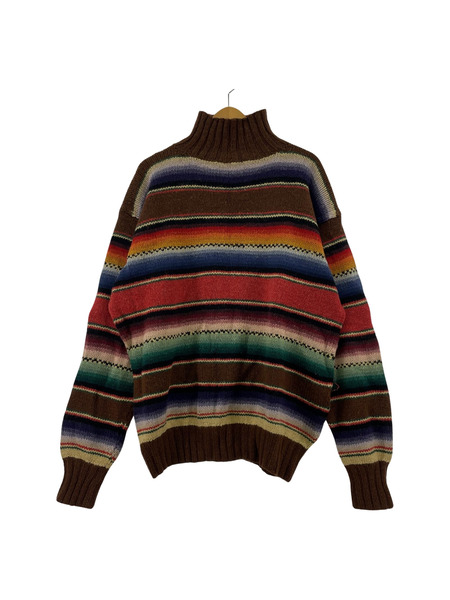 POLO COUNTRY HAND KNIT ネイティブボーダー ハイネックニット L