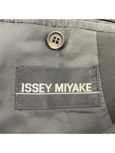 ISSEY MIYAKE 80s~ ウールギャバ マオカラージャケット L ブラック