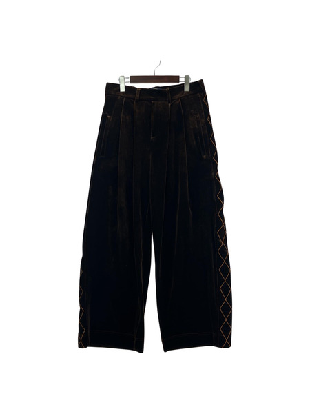 SHIKITARI EMBROIDERY VELOUR WIDE PANTS 　ブラウン　M