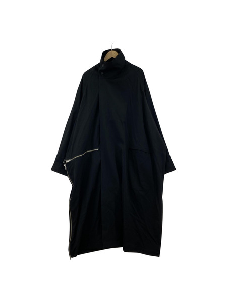 Yohji Yamamoto POUR HOMME 24SS WOOL GABARDINE CROSS ZIPPER COAT ウールギャバジン クロスジッパーコート 1 黒 HS-C06-100